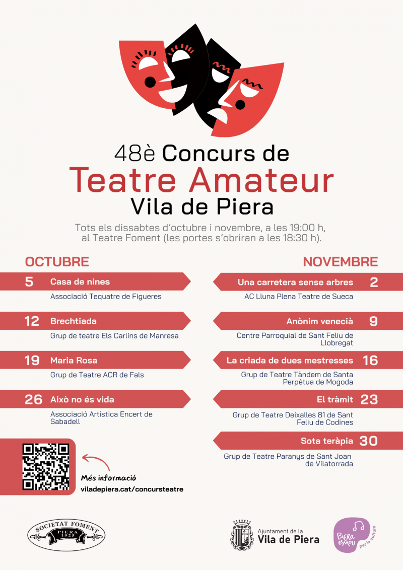 Cartell de la 48a edició del Concurs de Teatre Amateur Vila de Piera